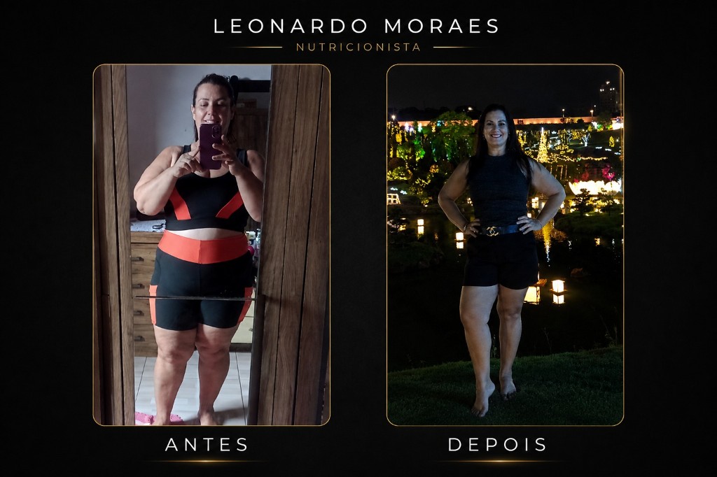 Antes e depois — perda de peso com acompanhamento do Leonardo Moraes